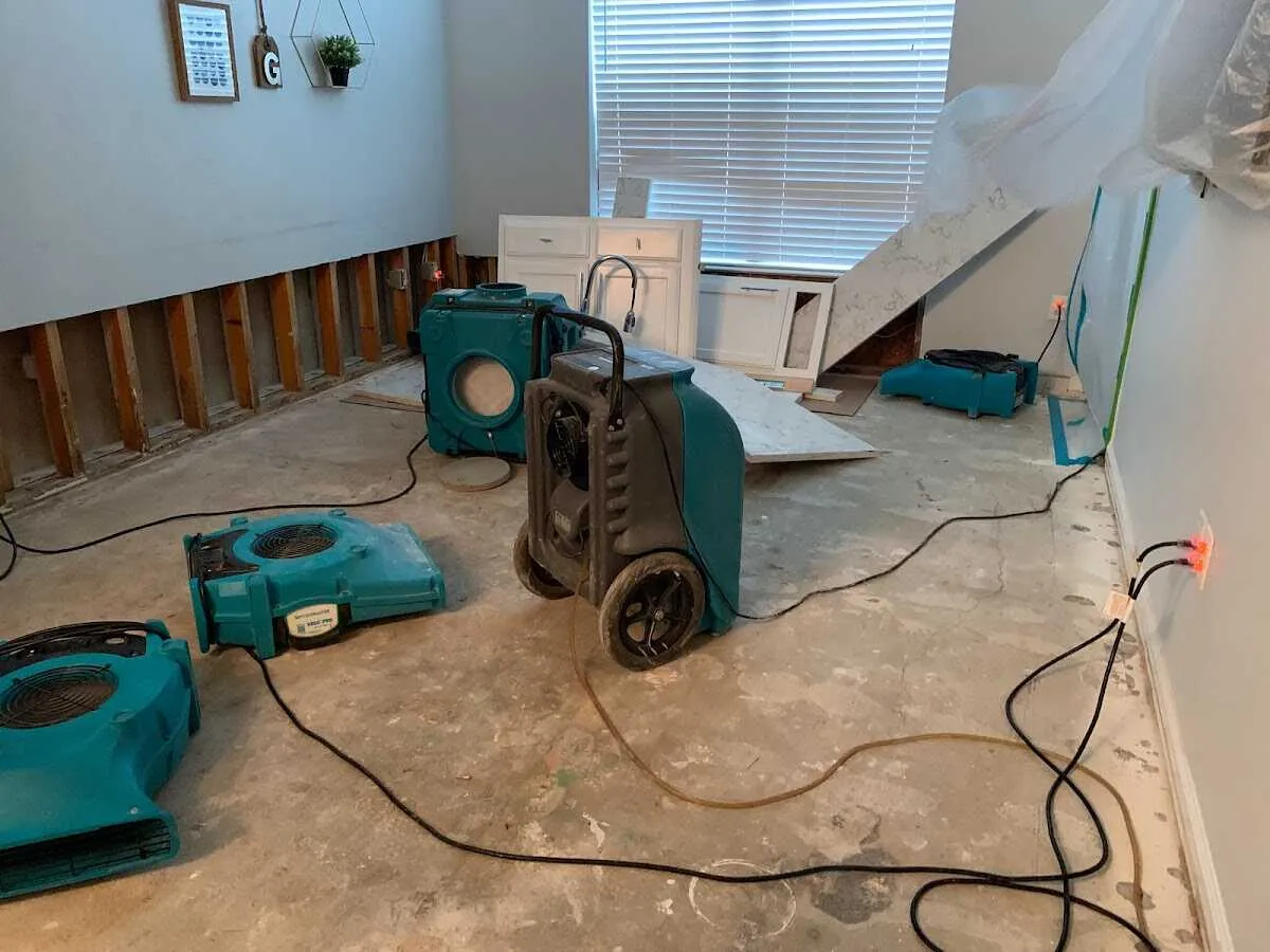 Dehumidifier in flood-cut room for Water Damage Restoration in Richfield